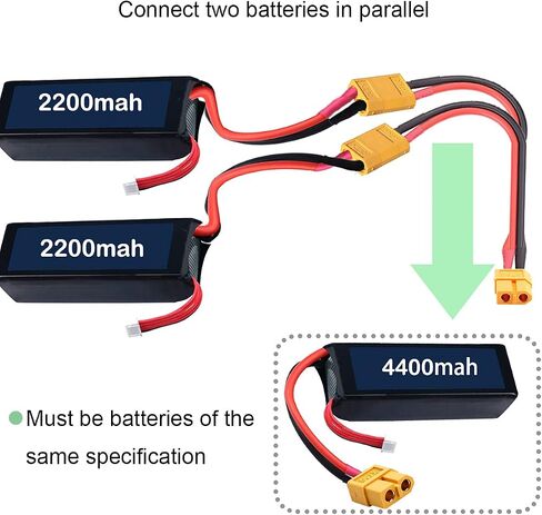 4 قطع XT60 كابل موصل البطارية المتوازي، 2 ذكر إلى 1 أنثى وصلة تمديد Y كابل مقسم لطائرة RC متعددة المراوح كوادكوبتر in Saudi Arabia