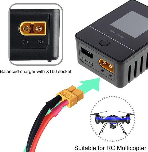4 قطع XT60 كابل موصل البطارية المتوازي، 2 ذكر إلى 1 أنثى وصلة تمديد Y كابل مقسم لطائرة RC متعددة المراوح كوادكوبتر in Saudi Arabia