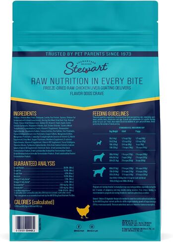 Stewart Dog Food, Raw Coated Chicken & Vegetable Recipe, 4 lb. Bag, Probiotics for Dogs, Made in USA, Chicken Dog Food, Products for Dogs in Saudi Arabia