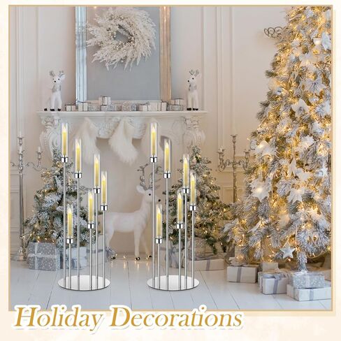 Suclain 4 مجموعة 6 شمعدانات ذراع محورية 51.57 بوصة شمعدانات أرضية طويلة شمعدان معدني شمعدان مع أباجورة أكريليك عمود شمعة حامل لحفلات الزفاف لتزيين طاولة الحفلات in Kuwait