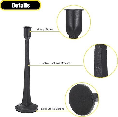 مجموعة حوامل الشمعدان المصنوعة من الحديد الزهر من OWNMY مكونة من 3 حوامل شموع مستدقة، حوامل شمعدان مدببة عتيقة، حوامل شموع مزخرفة، حوامل شمعدان سوداء طويلة لقطع طاولة الطعام المركزية in Kuwait