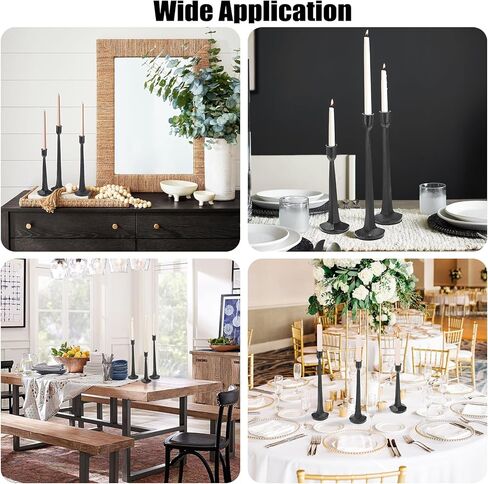 مجموعة حوامل الشمعدان المصنوعة من الحديد الزهر من OWNMY مكونة من 3 حوامل شموع مستدقة، حوامل شمعدان مدببة عتيقة، حوامل شموع مزخرفة، حوامل شمعدان سوداء طويلة لقطع طاولة الطعام المركزية in Kuwait