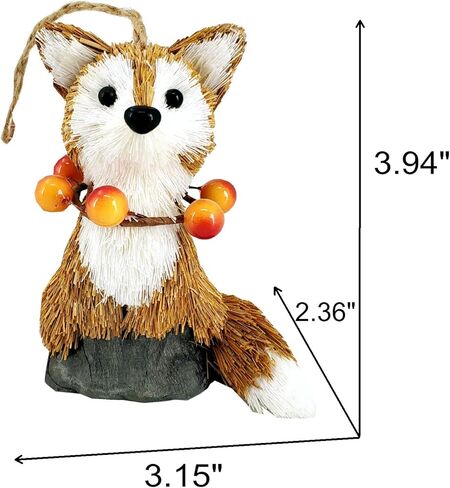 زينة ثعلب السيزال الطبيعية، مجموعة من 3 زخارف لحيوانات الغابات الطبيعية، تماثيل ثعلب واقعية كزينة عيد الشكر أو لمهرجان الحصاد in Kuwait