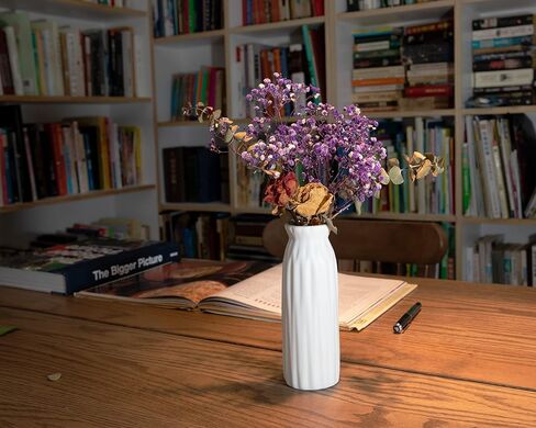 مزهرية سيراميك بيضاء من جينسكو مقاس 7 بوصة، مزهرية صغيرة على الطاولة بتصميم عصري إسكندنافي بسيط مزهرية مصنوعة يدويًا لتزيين طاولة غرفة الطعام وغرفة المعيشة المنزلية ورف الكتب على سطح الطاولة in Kuwait