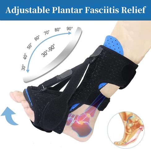 2 Pack Plantar Fasciitis Night Splint, Upgraded Adjustable Plantar Fasciitis Relief, Foot Brace, Achilles Tendonitis Brace, Foot Drop Relief, Night Splint for Plantar Fasciitis Women Men, Blue in Kuwait