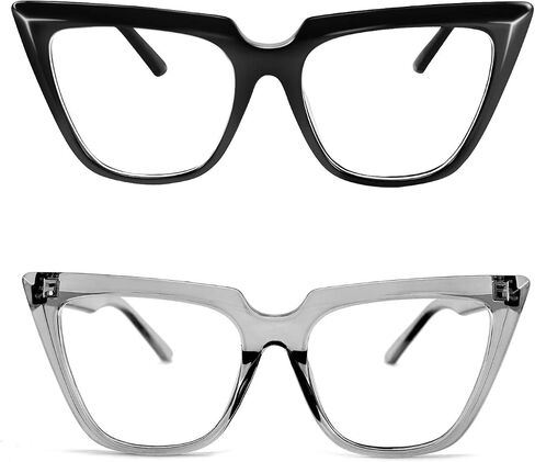 FEISEDY 2 PACK CHIC Cateye Blue Light Blocking Eyewear with Clear Lenses Large Frame Women B2619-F2 in Saudi Arabia