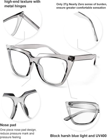 FEISEDY 2 PACK CHIC Cateye Blue Light Blocking Eyewear with Clear Lenses Large Frame Women B2619-F2 in Saudi Arabia