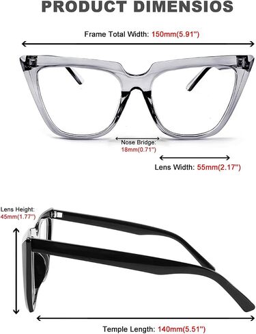 FEISEDY 2 PACK CHIC Cateye Blue Light Blocking Eyewear with Clear Lenses Large Frame Women B2619-F2 in Saudi Arabia