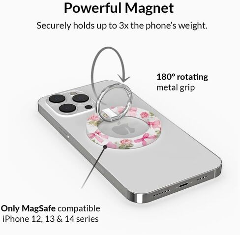 كافيار مخملي متوافق مع حامل حلقة بمقبض الهاتف MagSafe مع حامل قابل للتعديل - ملحقات مغناطيسية قابلة للإزالة لهاتف iPhone 12 و13 و14 و15 (نمر أحمر) in Saudi Arabia