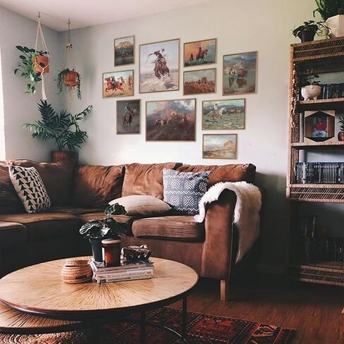 Western Cowboy Decor Western Wall Decor,Rustic Old Western Decor Vintage Cowboy Oil Paintings,Horse Riders of Mid-Century Art Prints Ranch Lunar Landscape Wall Art,Southwestern Wall Decor Aesthetic Posters for Gallery Bedroom Bathroom Decor,Unframed in Saudi Arabia