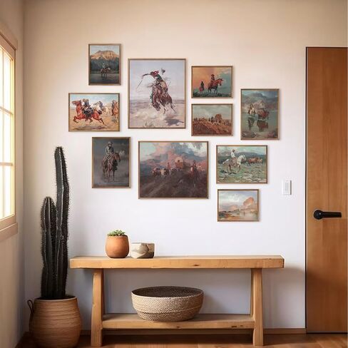 Western Cowboy Decor Western Wall Decor,Rustic Old Western Decor Vintage Cowboy Oil Paintings,Horse Riders of Mid-Century Art Prints Ranch Lunar Landscape Wall Art,Southwestern Wall Decor Aesthetic Posters for Gallery Bedroom Bathroom Decor,Unframed in Saudi Arabia