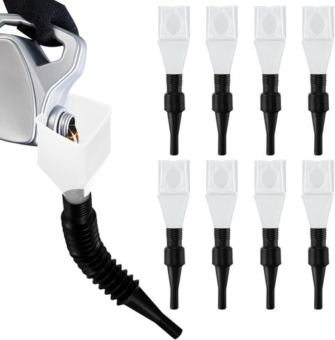 XhjzgcTech 8 قطع قمع مع فوهة مرنة قابلة للتمديد مرنة عالمية، أداة تصريف مرنة للسيارة، قمع بلاستيكي للسيارة والدراجات النارية والبنزين وزيت الماء.- أحمر in Kuwait