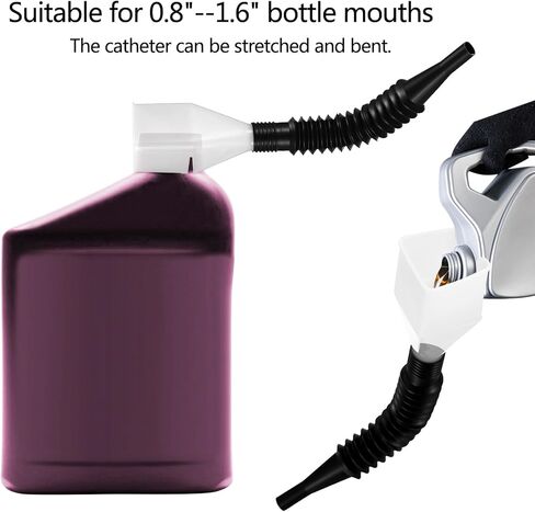 XhjzgcTech 8 قطع قمع مع فوهة مرنة قابلة للتمديد مرنة عالمية، أداة تصريف مرنة للسيارة، قمع بلاستيكي للسيارة والدراجات النارية والبنزين وزيت الماء.- أحمر in Kuwait