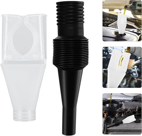 XhjzgcTech 8 قطع قمع مع فوهة مرنة قابلة للتمديد مرنة عالمية، أداة تصريف مرنة للسيارة، قمع بلاستيكي للسيارة والدراجات النارية والبنزين وزيت الماء.- أحمر in Kuwait