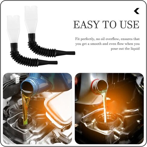 XhjzgcTech 8 قطع قمع مع فوهة مرنة قابلة للتمديد مرنة عالمية، أداة تصريف مرنة للسيارة، قمع بلاستيكي للسيارة والدراجات النارية والبنزين وزيت الماء.- أحمر in Kuwait