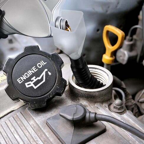 XhjzgcTech 8 قطع قمع مع فوهة مرنة قابلة للتمديد مرنة عالمية، أداة تصريف مرنة للسيارة، قمع بلاستيكي للسيارة والدراجات النارية والبنزين وزيت الماء.- أحمر in Kuwait