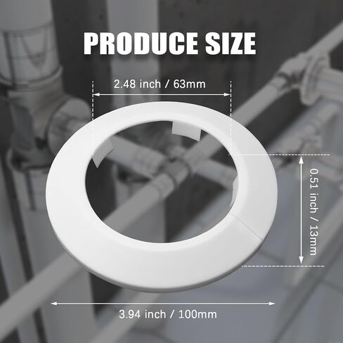 2pcs 2.5 inch / 63mm Water Pipe Cover, Plastic Pipe Cover Tube Cover Pipe Wall Escutcheon, Drain Line Cover Sink Flange Wall Collar for Bathroom Kitchen Water Pipe Tube in Saudi Arabia