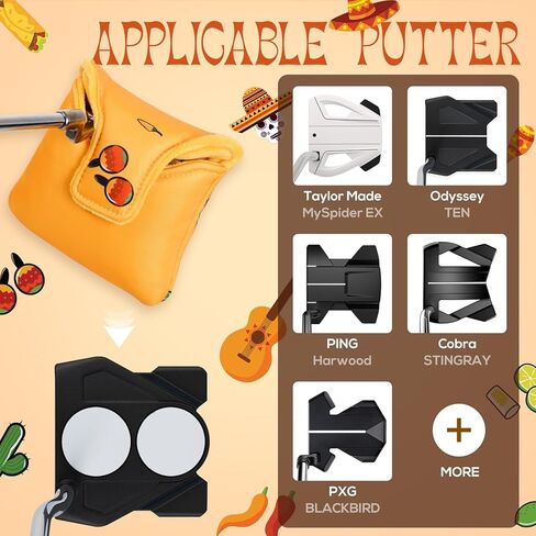 Golf Club Head Cover Golf Head Cover Driver Headcover Fairway Wood Headcover Hybrid Mallet Blade Putter Club Head Cover（Guitar Ghost） in Kuwait