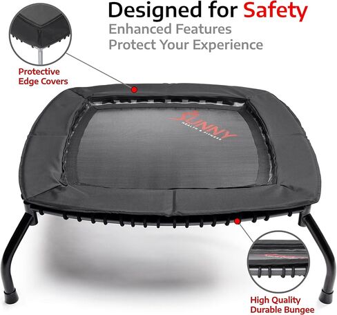 Sunny Health & Fitness Springless Mini Fitness Trampoline – Premium Adjustable Bungee-Style Indoor/Outdoor Exercise Rebounder for Quieter and Safer Workouts in Saudi Arabia