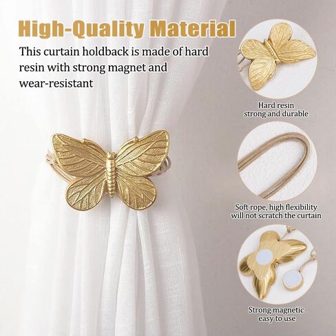 ZORZA 2Pcs Creative Butterfly Flying Bee Curtain Holders Vintage Magnetic Curtain Tiebacks Resin Decorative Curtain Ties for Drapes Home Office Hotel Décor (Bee) in Kuwait