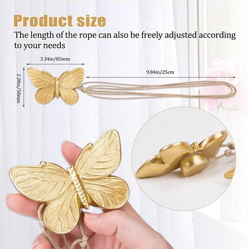 ZORZA 2Pcs Creative Butterfly Flying Bee Curtain Holders Vintage Magnetic Curtain Tiebacks Resin Decorative Curtain Ties for Drapes Home Office Hotel Décor (Bee) in Kuwait