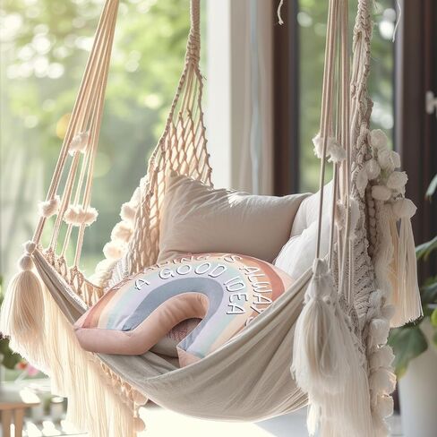 Rainbow Throw Pillow Boho Classroom Reading Corner Throw Pillow for Girls Kids Book Center Daily Affirmations Pillow Cushion Arch Shaped Motivational Home Bedroom Playroom Decor(Fresh) in Saudi Arabia