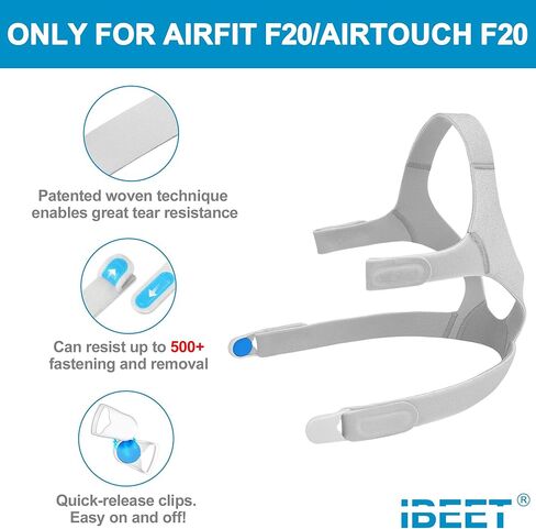 IBEET 3 قطع بديلة لأغطية الرأس لـ Airfit F20/Airtouch F20 (متوسط) مع خطاف شفط 3 قطع، لوازم خطاف شريطية بديلة لـ F20، متوسط in Kuwait