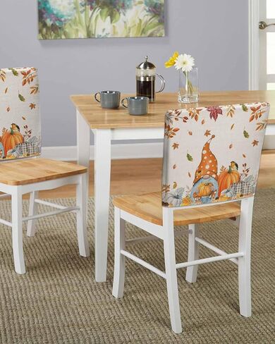 Fall Gnomes Chair Covers Set of 4 for Dining Room, Thanksgiving Pumpkin Rustic Chair Back Cover, Autumn Maple Leaf Botanical Removable Kitchen Chair Slipcovers Seat Protector for Party Banquet Décor in Saudi Arabia