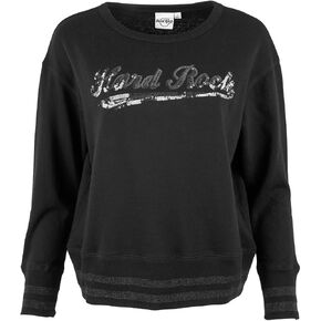 Hard Rock Women's Script Sequins Bling Crewneck Sweatshirt