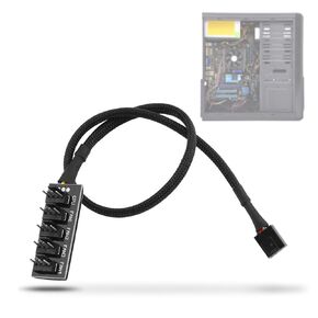 PWM Fan Hub Splitter, PC 1 to 5 Way Fan Splitter, CPU Cooling Fan Power Cable for Desktop Computer Cooler Case Fans