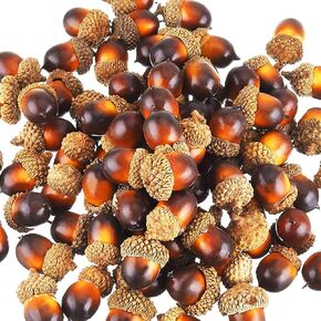 wonuu 100 Pieces Craft Acorns Artificial Acorn Decor Fake Fruit Props Acorns Decoration Crafting DIY Home Party Wedding Decor Thanksgiving Christmas Festival, Dark Brown 100 Pack