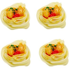 4 Pcs Simulation Shrimp Spaghetti Pasta Noodles Fake Pasta Food Model Artificial Lifelike Food Props for Kitchen Home Party Decoration Sample Display Photography Props