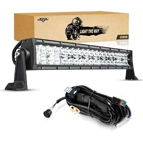 Auxbeam 50Inch LED Light Bar 288W LED Work Light Driving Light Spot Flood Combo Beam Bar 5D Lens for Car Jeep Off Road SUV UTV ATV Pickup Truck with Wiring Harness