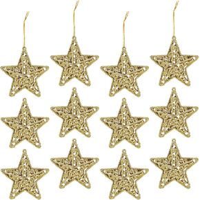 Juvale 3D Glitter Gold Star Christmas Tree Ornaments, Holiday Decorations (12 Pack) in Saudi Arabia