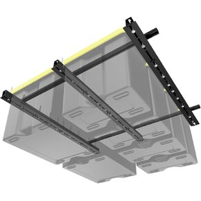 BEAMNOVA رف تخزين المرآب العلوي، قضبان صندوق السقف تخزين رفوف تخزين سقف المرآب المعدنية الثقيلة، نظام السكك الحديدية تخزين حمل علوي، تخزين الصندوق العلوي (أسود) 48 بوصة × 48 بوصة in Kuwait