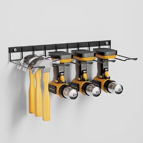 Power Tool Organizer Wall Mount - Heavy Duty Garage Storage Rack for Drills, Cordless Tools, and Hand Tools - Workshop, Shed, Pegboard or Basement (3 Tier 4 Drill Holders, 16 Inch)