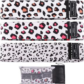 Booty Bands, 3 Levels Hip Bands, Polyester-Cotton and Latex Silk Workout Bands Resistance Bands for Home, Gym, Fitness, Pilates, Yoga (Pack of 3) (Leopard)