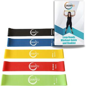 Resistance Loop Band Set - Includes 5 Exercise Loop Bands with Carrying Bag, Exercise Instruction Guide Plus Bonus Digital Workouts and Workout EBook