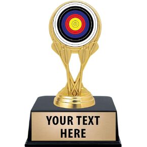 Crown Awards Archery Trophies with Custom Engraving, 6" Personalized Archery Target Bullseye Trophy On Black Base Prime