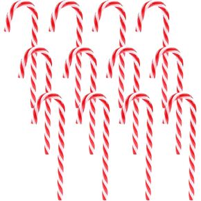12 Pcs Plastic Candy Canes Christmas Tree Hanging Ornaments for Family Party (Red & White)