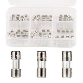 PENGLIN 3Values 60PCS Mini Glass Fuses Assortment Kit- 110V 125V Fast Blow Tube Fuse Kit 3.6 x 10 mm 2.5A 3A 5A for Outdoor C9 String Xmas Lights Fan