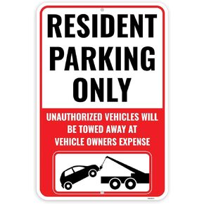 1PC Resident Parking Sign, 14 x 10 Inches - Aluminum - Private Tenant Parking Only Sign
