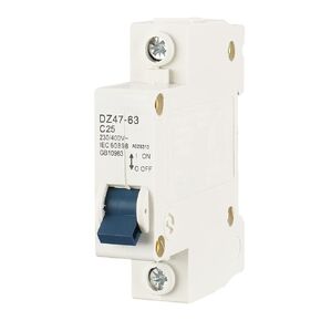 Baomain Miniature Circuit Breaker DZ47-63 C25 AC 230V 25Amp 1 Pole DIN Rail Mounting