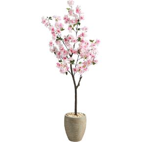 Nearly Natural 5.5ft. Cherry Blossom Artificial Tree in Sand Colored Planter