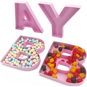 9INCH Baby Letter Fillable for Baby Shower Party Sweet Charcuterie Board Food Cardboard Paper Mache Cutout Serving Tray (Blue)