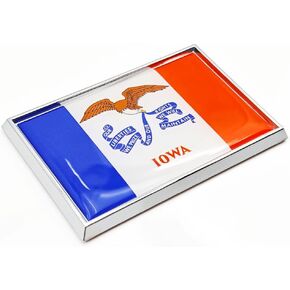 Iowa Flag Sticker Emblem Decal Car Chrome Flags, 2 Pack, 3 x 2 inches