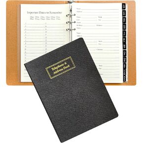 Refillable Address Book Binder with Alphabetical Tabs, 648 Entry Space Large Print Telephone Book, PU Leather Contact Book with Tabs & Pockets for Seniors Office Home