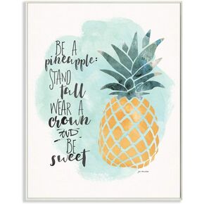 Stupell Industries Be a Pineapple Illustration Typography Wall Plaque, Multi-Color