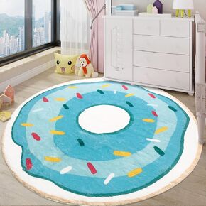 Kids Rug 4Ft Round Play Mat Donut Playroom Rug for Boys Girls Nonslip Circle Bedroom Carpet for Nursery Living Room Bathroom Decor Easy Washable Children Throw Rug, Pink