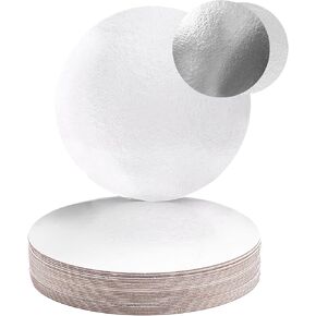 10 inch Round, 2-Sides White/Silver Round Solid Food-Graded Sturdy Cake Boards, 2mm Thick (12-Pack)